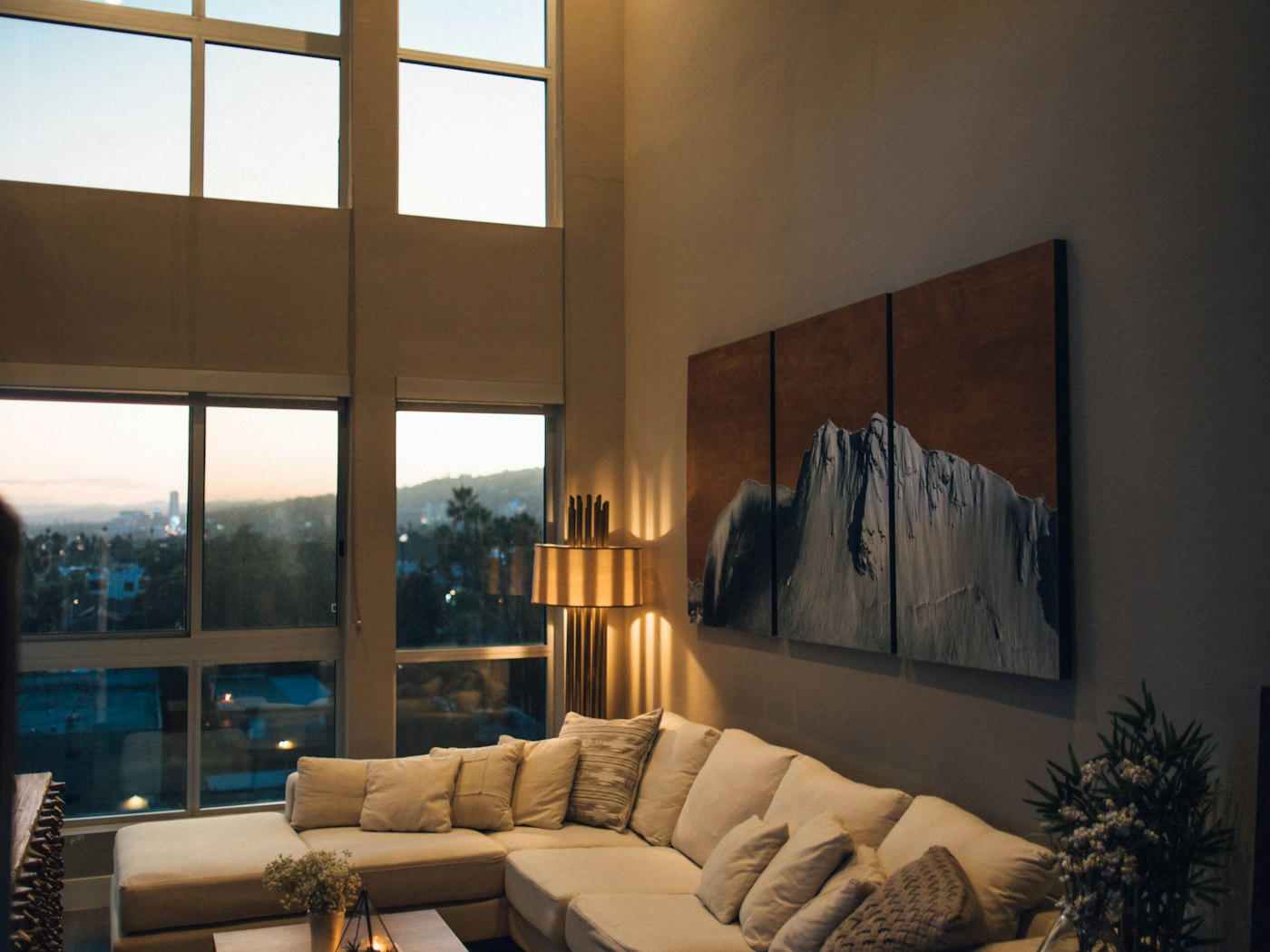 The sunny lounge of Casa Tislit, a one-bedroom apartment